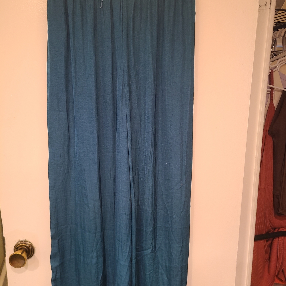 Joie Teal Satiny Flowy Wide Leg Pants